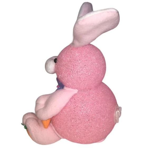 VINTAGE TRENDMASTERS 2000 Light-Up Melted Popcorn Pink Sitting Bunny/Rabbit - Picture 4 of 7